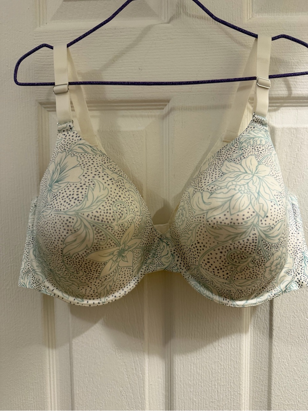 Secret Treasures Floral T-Shirt Bra - Cream with Mint Floral Print 42DD